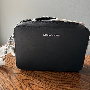 Michael Kors Black Belt Bag with Silver Accents